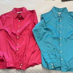 Banana Republic Women's Button-Down Shirt Set - Pink & Teal